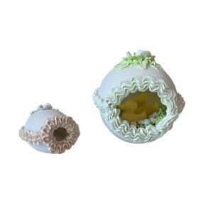 Vintage Decorated Sugar Easter Egg Diorama Ducks Medium 4" Small 2" READ